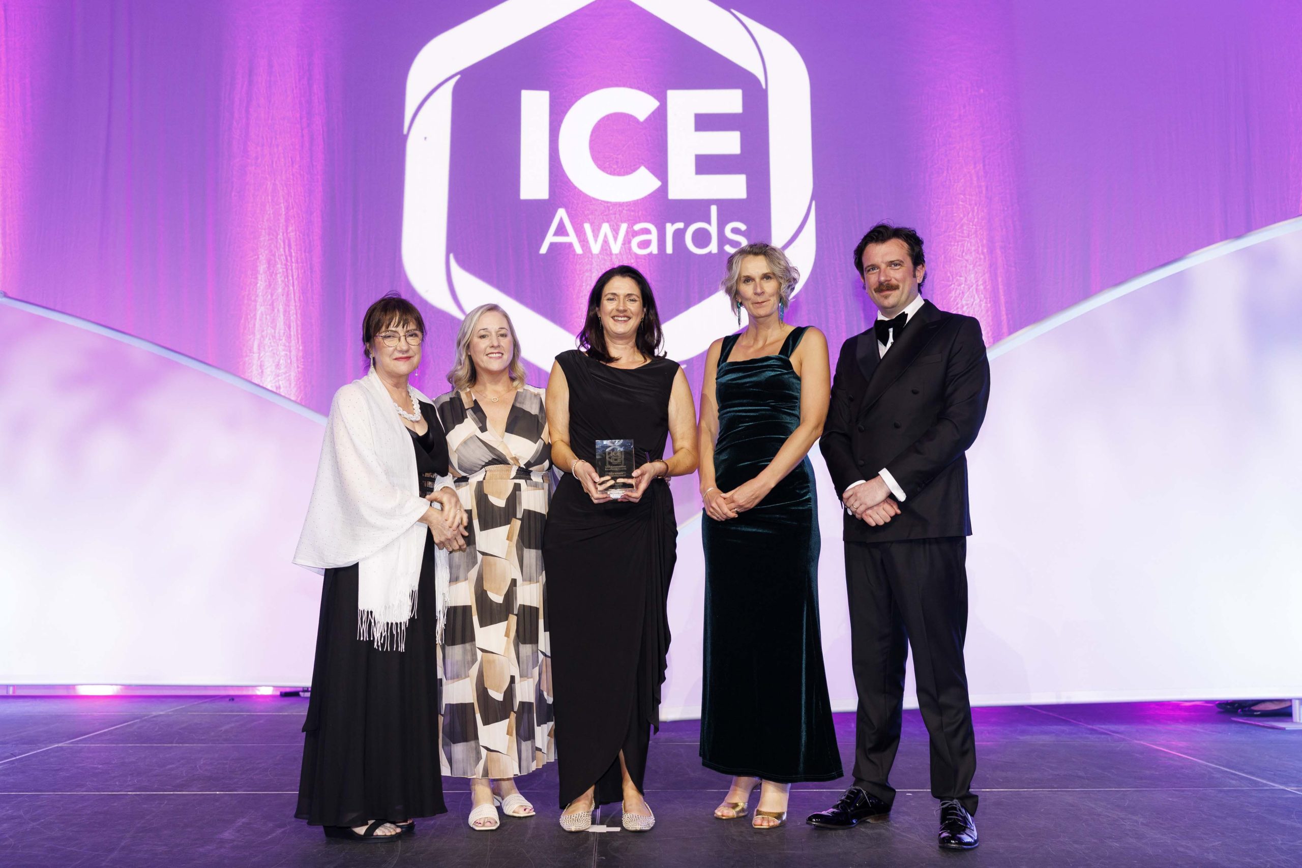 Pictured from left: Mary Flynn, Awards Judge; Lorraine Dempsey, Procurement Manager; Aisling O’Mahony, HR Manager; Magda Gluza, Head of Design; Kevin McGahern, Host.